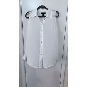 INC INTERNATIONAL CONCEPTS SHEER WHITE COLD SHOULDER LONG SLEEVE BLOUSE SZ 4V